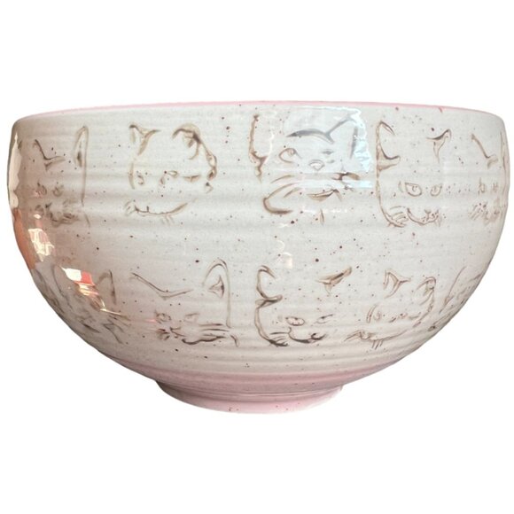 Set: 2 Home Essentials PET Speckled Ceramic Cat Bowls Pink & Aqua 5" x 3" - Picture 3 of 13